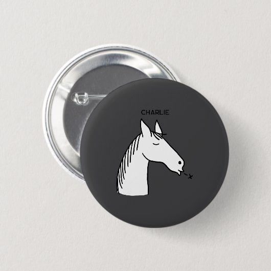 Funny Horse D  Ronde Button 5,7 Cm (Voorkant /achterkant)