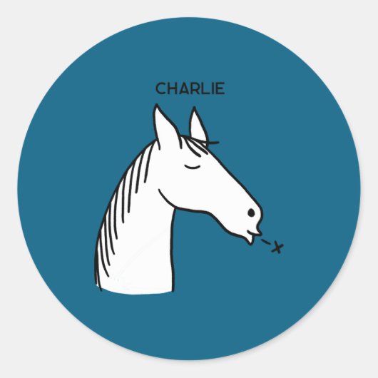 Funny Horse D  Ronde Sticker (Voorkant)