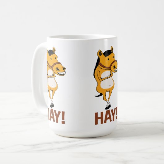 Funny Horse die door kwam om Hay te zeggen Koffiemok (Voorkant links)