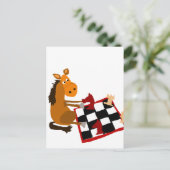 Funny Horse die schaakkunst speelt Briefkaart (Staand voorkant)