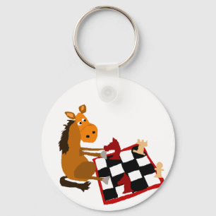 Funny Horse die schaakkunst speelt Sleutelhanger