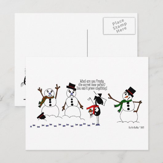 Funny Horse en Snowman Cartoon Briefkaart (Voorkant / Achterkant)
