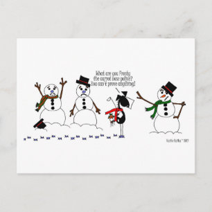 Funny Horse en Snowman Cartoon Briefkaart