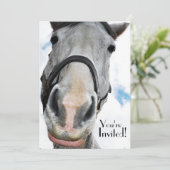 Funny Horse Face for Party of Equestrian Event Kaart (Staand voorkant)