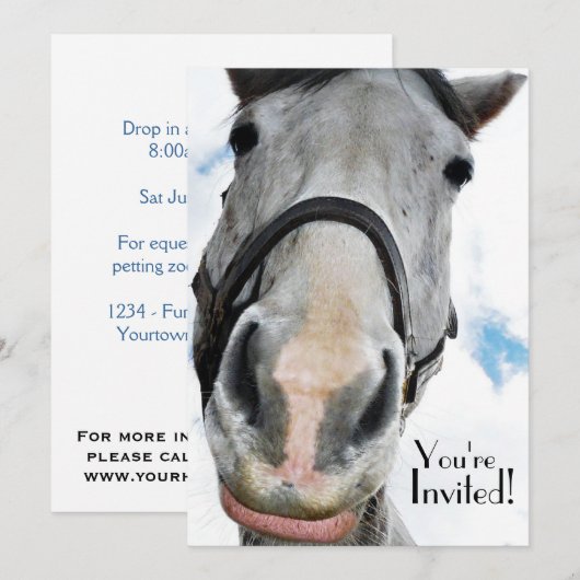Funny Horse Face for Party of Equestrian Event Kaart (Voorkant / Achterkant)