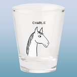 Funny Horse gepersonaliseerd Shot Glas<br><div class="desc">Een grappig paardenontwerp voor hen die van dieren houden,  paarden en rijden. Verander de naam om te personaliseren.</div>