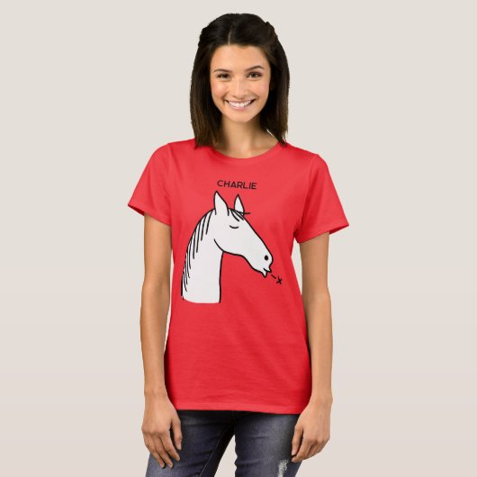 Funny Horse gepersonaliseerd T-shirt (Voorkant volledig)