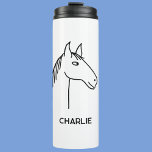 Funny Horse gepersonaliseerd Thermosbeker<br><div class="desc">Een grappig paardenontwerp voor hen die van dieren houden,  paarden en rijden. Verander de naam om te personaliseren.</div>