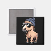 Funny Horse In Retro Style - Farm Humour Ny Funny  Magneet (Voorkant / Achterkant)