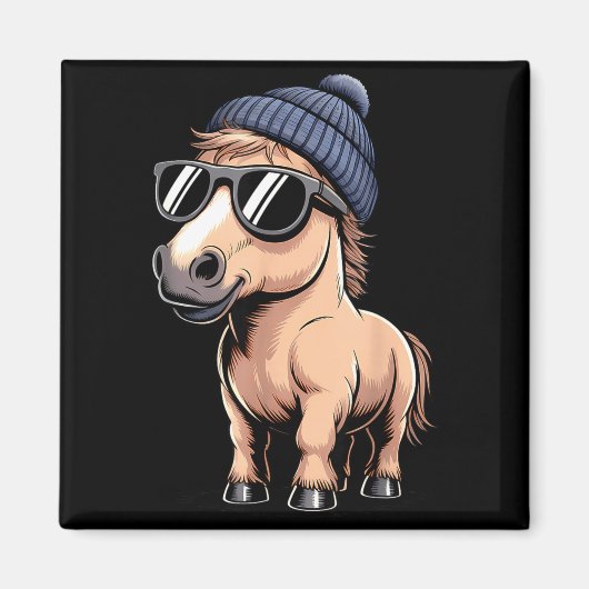 Funny Horse In Retro Style - Farm Humour Ny Funny  Magneet (Voorkant)