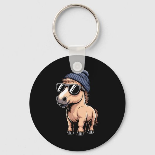 Funny Horse In Retro Style - Farm Humour Ny Funny  Sleutelhanger (Voorkant)