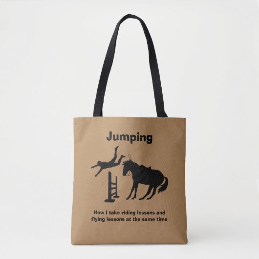 Funny Horse Jumping Flying Falling Humor Tote Bag (Voorkant)