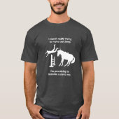 Funny Horse Jumping Stunt Man in opleiding T-shirt (Voorkant)