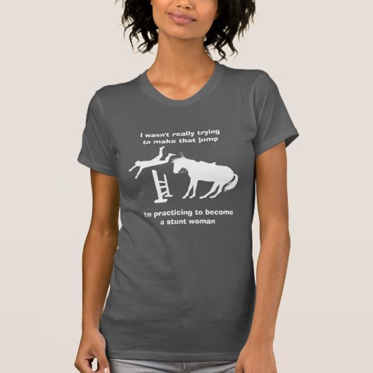 Funny Horse Jumping Stunt Vrouw in opleiding T-shirt (Voorkant)