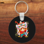 Funny Horse Lion Dance Chinese New Year Kid Men  Sleutelhanger (Voorkant)