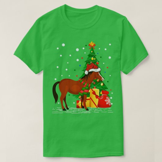 Funny Horse Lover Gift Santa Hat Horse Kerstmis T-shirt (Design voorkant)