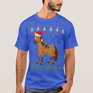 Funny Horse Lover Xmas licht de kerstman op Ugly H T-shirt