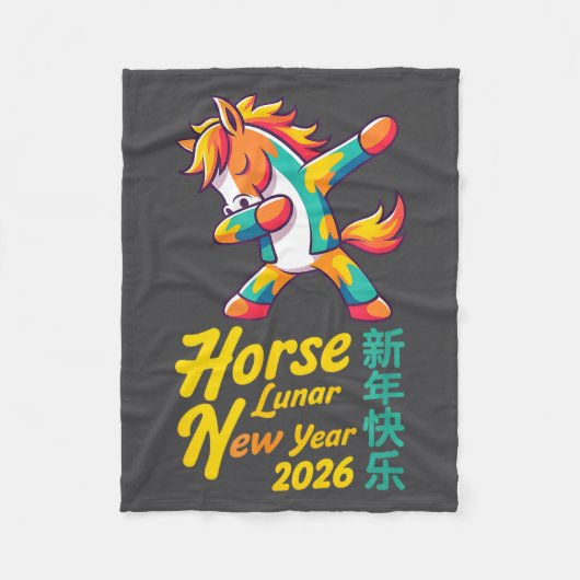 Funny Horse Lunar New Year 2026 Dabbing Design  Fleece Deken (Voorkant)