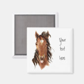 Funny Horse met houding, Waterverf Humor Magneet (Voorkant / Achterkant)