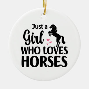 Funny Horse minnaar, gewoon een meisje dat van paa Keramisch Ornament