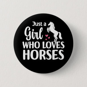 Funny Horse minnaar, gewoon een meisje dat van paa Ronde Button 5,7 Cm