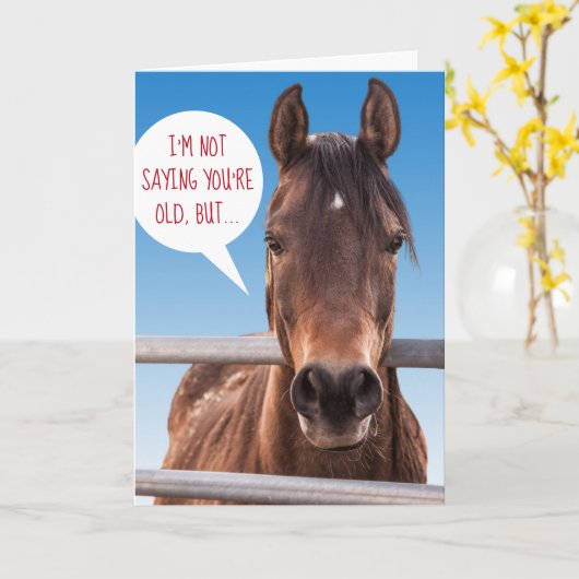 Funny Horse - oud genoeg voor Glue Factory Birthda Kaart (Gele Bloem)