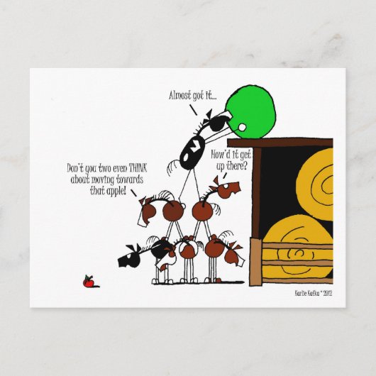 Funny Horse Pyramid-Cartoon Briefkaart (Voorkant)