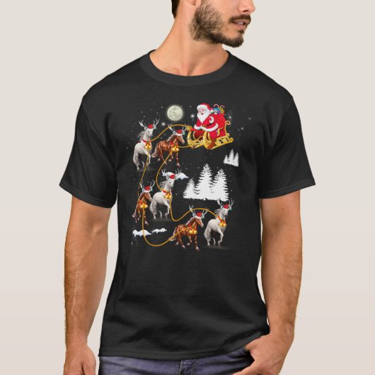 Funny Horse Reindeer Santa Riding Christmas Holida T-shirt (Voorkant)
