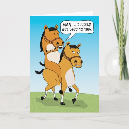 Funny Horse Riding Horse Birthday Kaart (Voorkant)