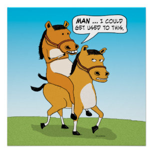 Funny Horse Riding Horse Perfect Poster