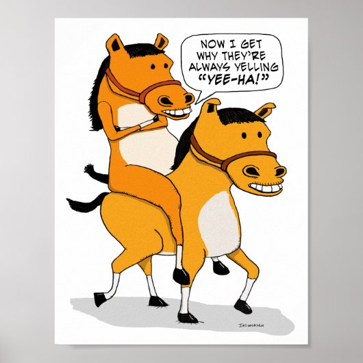 Funny Horse Riding Horse Poster (Voorkant)