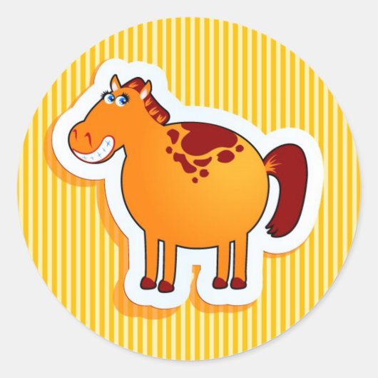 Funny horse ronde sticker (Voorkant)
