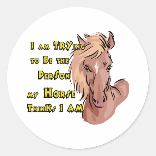 Funny Horse Ronde Sticker (Voorkant)