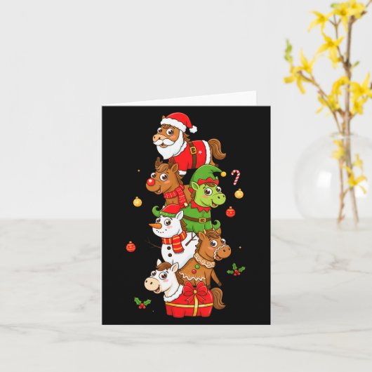 Funny Horse Santa Elf Snowman Christmas Womens Men Kaart (Gele Bloem)