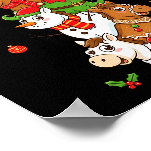 Funny Horse Santa Elf Snowman Christmas Womens Men Poster (Hoek)