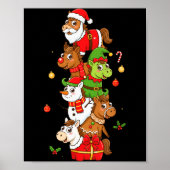 Funny Horse Santa Elf Snowman Christmas Womens Men Poster (Voorkant)