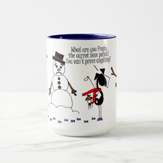 Funny Horse & Snowman Cartoon Mok (Midden)