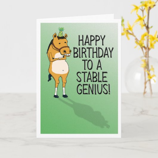 Funny Horse Stable Genius Birthday Kaart (Gele Bloem)