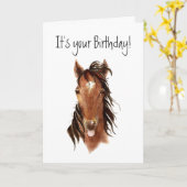 Funny Horse Stikking Out Tongue, Insult Birthday Kaart (Gele Bloem)