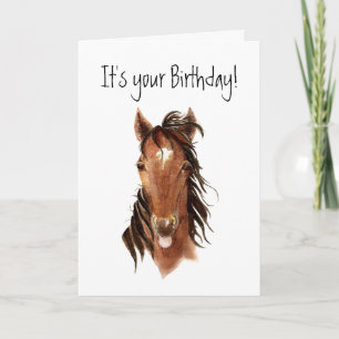 Funny Horse Stikking Out Tongue, Insult Birthday Kaart
