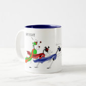 Funny Horse Superheld Cartoon Tweekleurige Koffiemok (Voorkant links)