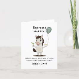 Funny Horse Verjaardag Kaart Koffie en Martini