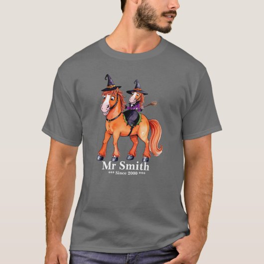 Funny Horse Witch Couple T-Shirt Tri-Blend Shirt (Voorkant)