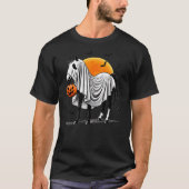 Funny Horse With Jackolantern Ghost Halloween Ride T-shirt (Voorkant)