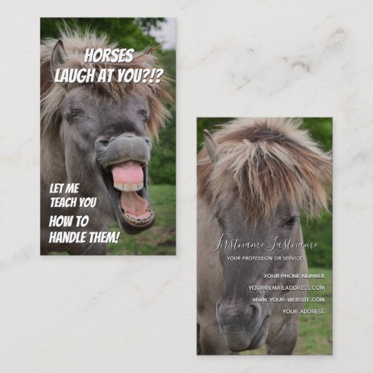 Funny horseback-trainer visitekaartje (Voorkant / Achterkant)