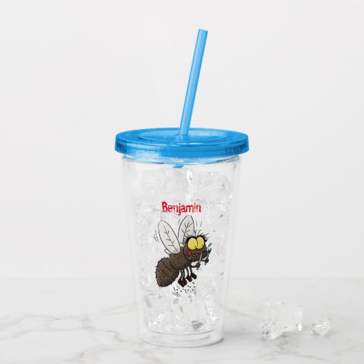 Funny horsefly insect cartoon acryl drinkbeker (Achterkant ijs)