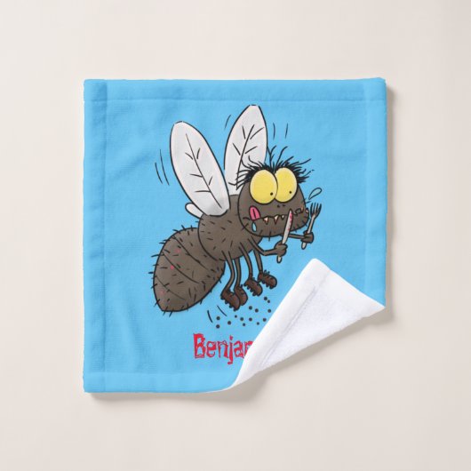 Funny horsefly insect cartoon bad handdoek (Wasdoekje)