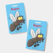 Funny horsefly insect cartoon badge (Voor- en achterkant)
