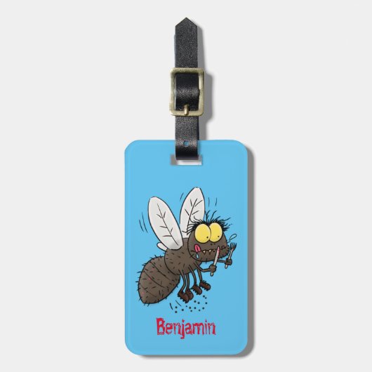 Funny horsefly insect cartoon bagagelabel (Voorkant verticaal)