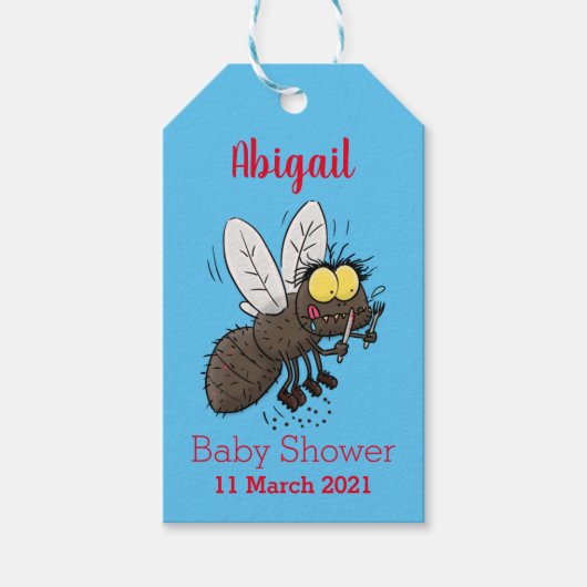 Funny horsefly insect cartoon cadeaulabel (Voorkant)